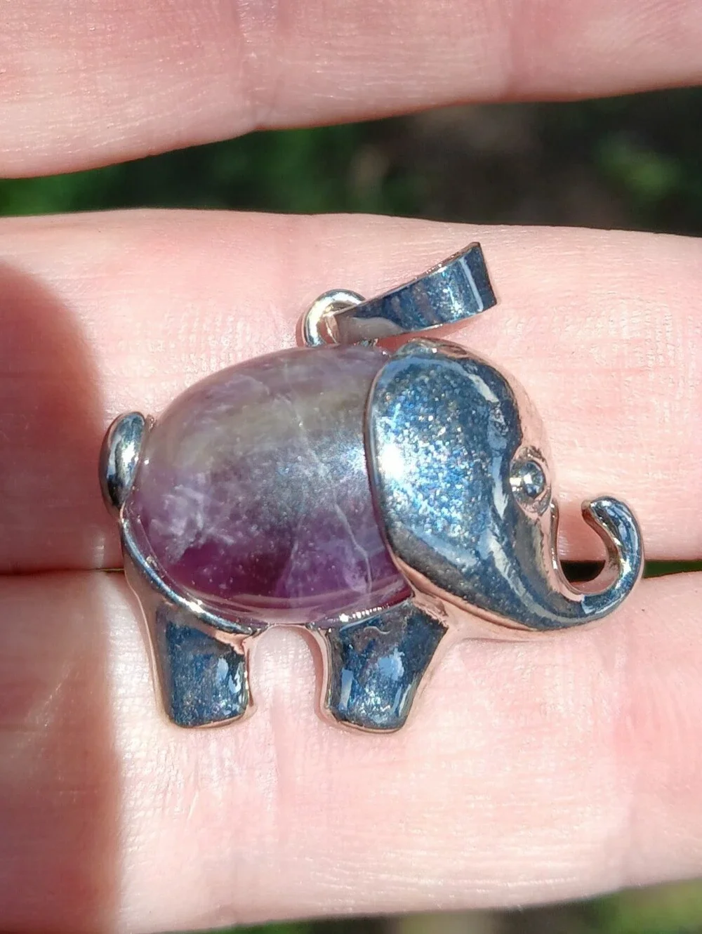 New Amethyst Silver Elephant Pendant.